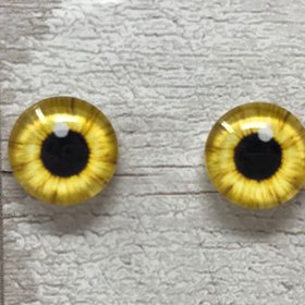 Yellow glass eye cabochons in sizes 8mm to 40mm owl eyes, human iris pupil, bat eyes (125)