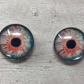 Pair of glass eye cabochons in sizes 6mm to 20mm realistic dragon eyes cat iris (325)