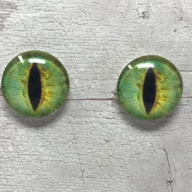Green glass eye cabochons in sizes 6mm to 40mm dragon eyes cat iris (005)