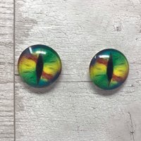 Rainbow glass eye cabochons in sizes 6mm to 40mm dragon eyes cat iris (012)