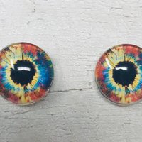 Red, blue and yellow Glass eye cabochons in sizes 6mm to 40mm human eyes zombie iris fairy fantasy creature animal eyes (076)