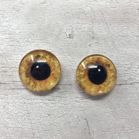 Pair of golden yellow glass eye cabochons in sizes 6mm to 20mm realistic dragon eyes cat iris (324)