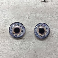 Pair of blue glass eye cabochons in sizes 6mm to 20mm realistic dragon eyes cat iris (328)
