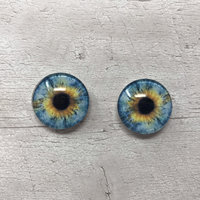Pair of realistic blue glass eye cabochons in sizes 6mm to 20mm realistic dragon eyes cat iris (342)