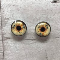 Realistic glass eyes, Green and brown life like cabochons in sizes 6mm to 40mm dragon eyes cat iris (358)