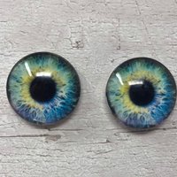 Pair of realistic glass eye cabochons in sizes 6mm to 20mm realistic dragon eyes cat iris (345)