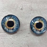 Pair of realistic glass eye cabochons in sizes 6mm to 20mm realistic dragon eyes cat iris (331)