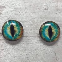 Brown and blue glass eye cabochons in sizes 6mm to 40mm dragon eyes cat fox boa snake iris (046)