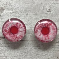 Red albino glass eye cabochons in sizes 6mm to 20mm dragon eyes cat iris (367)