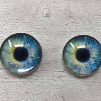 Pair of realistic blue glass eye cabochons in sizes 6mm to 20mm realistic dragon eyes cat iris (336)