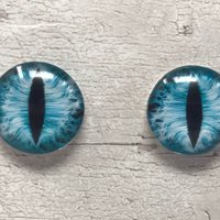Blue glass eye cabochons in sizes 6mm to 40mm dragon eyes cat iris (015)