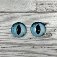 Blue glass eye cabochons in sizes 8mm to 40mm cat eyes dragon iris animal eyes (475)