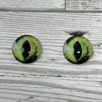Green glass eye cabochons in sizes 8mm to 40mm cat eyes dragon iris animal eyes (485)