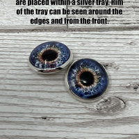Blue Glass eye cabochons in sizes 6mm to 40mm sheep eyes, horse eyes, deer eyes, goat eyes, octopus eyes mongoose eyes (462)