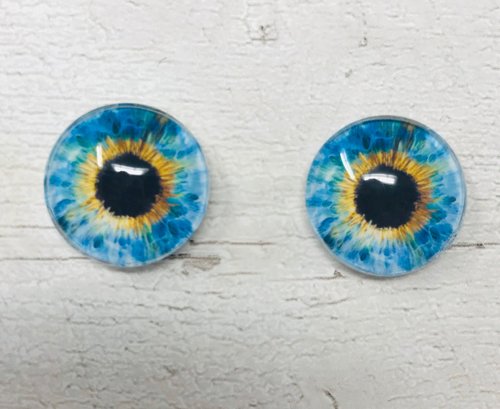 Pair of Blue Glass eye cabochons in sizes 6mm to 40mm human eyes monster iris fairy fantasy creature animal eyes (090)