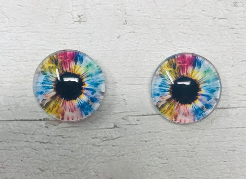 Rainbow Glass eye cabochons in sizes 6mm to 40mm human eyes unicorn iris fairy fantasy creature animal eyes (095)