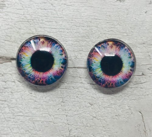 Rainbow Glass eye cabochons in sizes 6mm to 40mm human eyes unicorn iris fairy fantasy creature animal eyes (049)