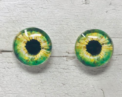 Green Glass eye cabochons in sizes 6mm to 40mm human eyes monster iris (078)