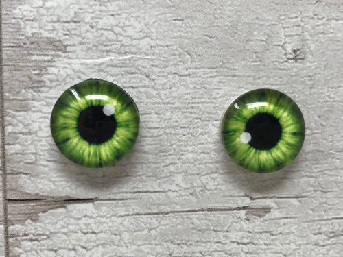 Green glass eye cabochons in sizes 6mm to 40mm human iris dog cat animal eyes (122)