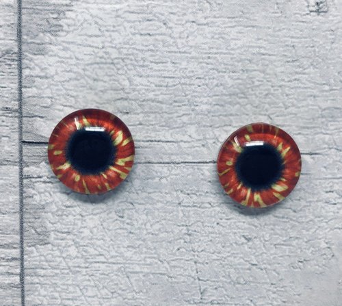 Red and yellow Glass eye cabochons in sizes 8mm to 40mm animal eyes human iris (144)