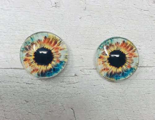 Green and yellow Glass eye cabochons in sizes 6mm to 40mm human eyes monster iris fairy fantasy creature animal eyes (092)