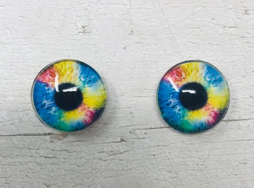 Rainbow Glass eye cabochons in sizes 6mm to 40mm human eyes unicorn iris fairy fantasy creature animal eyes (060)