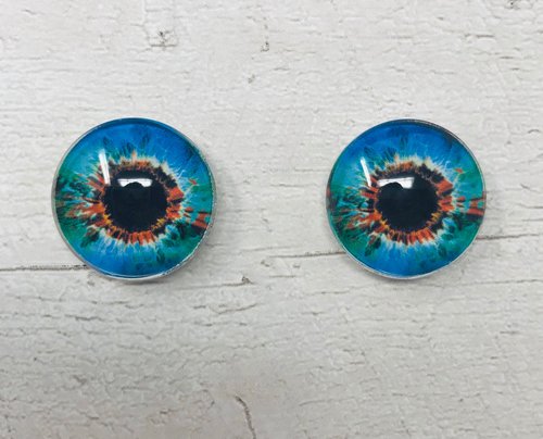 Blue and red Glass eye cabochons in sizes 6mm to 40mm human eyes monster iris zombie fantasy creature animal eyes (077)