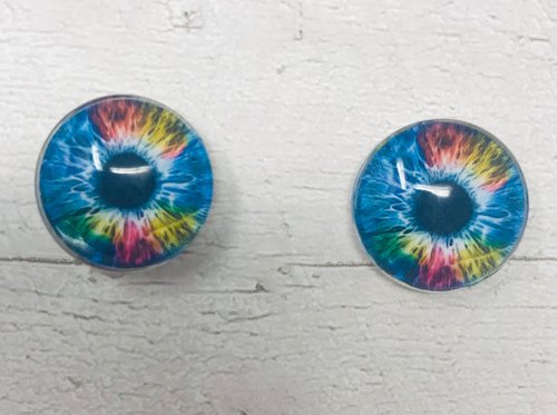 Rainbow Glass eye cabochons in sizes 6mm to 40mm human eyes unicorn iris fairy fantasy creature animal eyes (058)