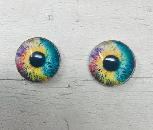 Rainbow Glass eye cabochons in sizes 6mm to 40mm human eyes unicorn iris fairy fantasy creature animal eyes (057)