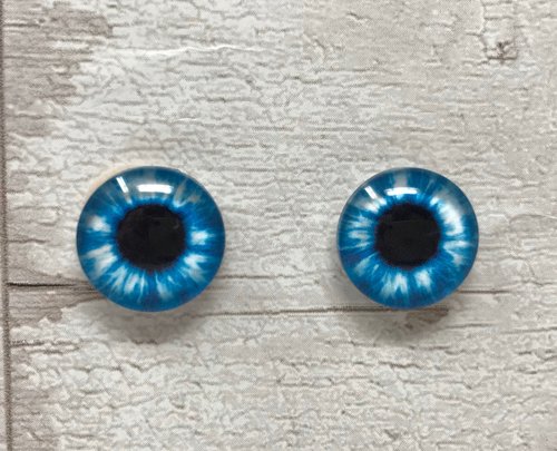 Blue with white glass eye cabochons in sizes 8mm to 40mm human eyes animal iris (136)