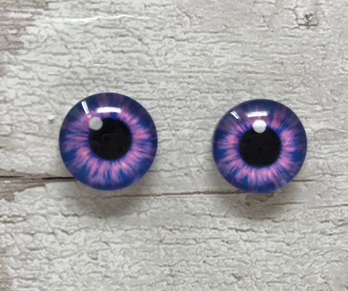 Purple glass eye cabochons in sizes 8mm to 40mm human eyes, fantasy animal iris (123)