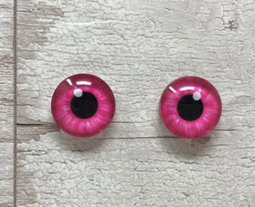 Pink glass eye cabochons in sizes 8mm to 40mm animal eyes human iris (126)