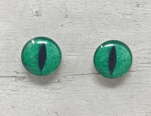 Green Glass eye cabochons in sizes 6mm to 40mm dragon cat eyes monster iris lizard fantasy creature animal eyes (109)