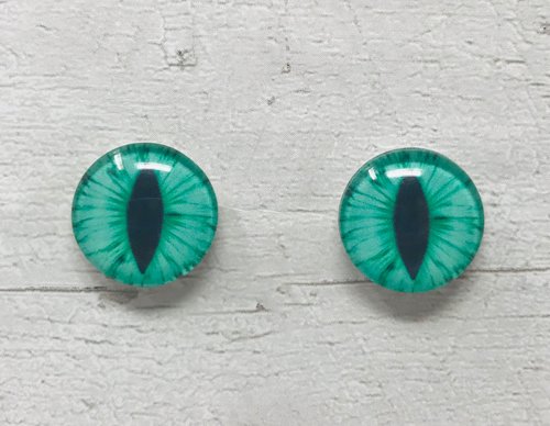 Green Glass eye cabochons in sizes 6mm to 40mm dragon cat eyes monster iris lizard fantasy creature animal eyes (117)