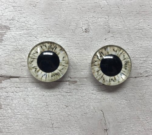 Pair of glass eye cabochons in sizes 6mm to 40mm dragon eyes cat fox iris (181)