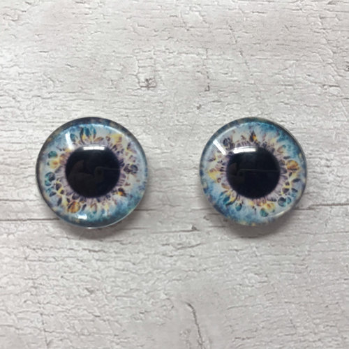 Pair of realistic glass eye cabochons in sizes 6mm to 20mm dragon eyes cat iris (323)