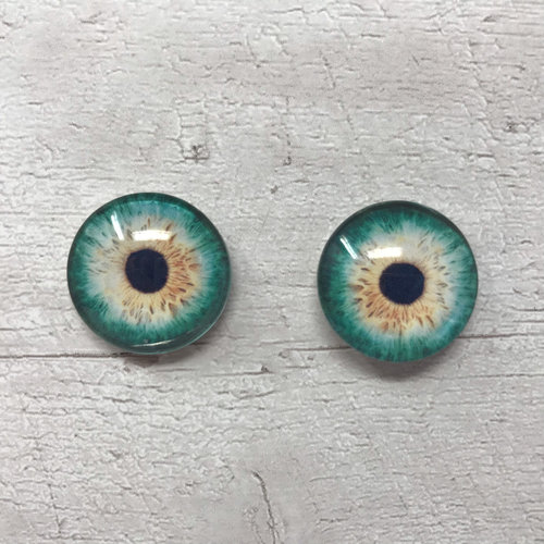 Pair of realistic glass eye cabochons in sizes 6mm to 20mm realistic dragon eyes cat iris (337)