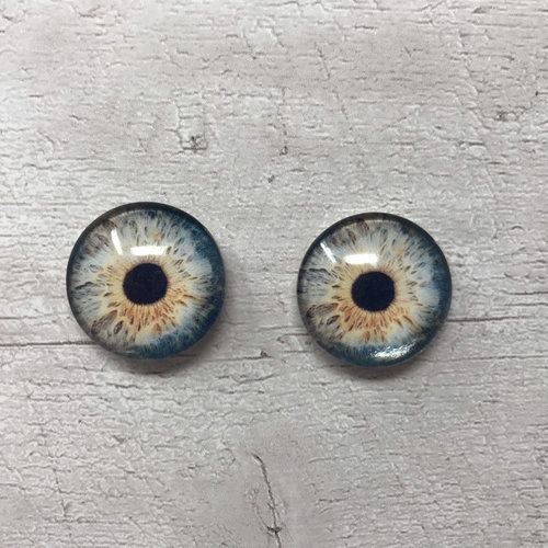 Pair of realistic glass eye cabochons in sizes 6mm to 20mm realistic dragon eyes cat iris (338)