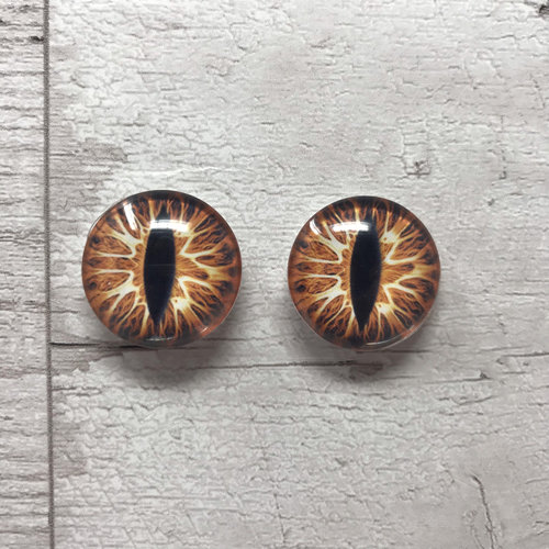 Orange glass eye cabochons in sizes 6mm to 40mm animal eyes human iris (145)