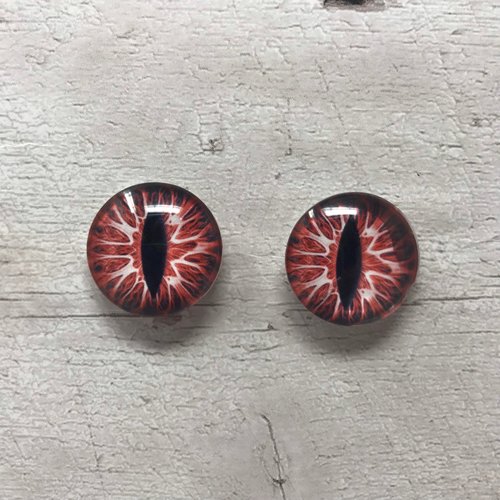 Red glass eye cabochons in sizes 6mm to 40mm animal eyes dragon eyes fantasy (149)