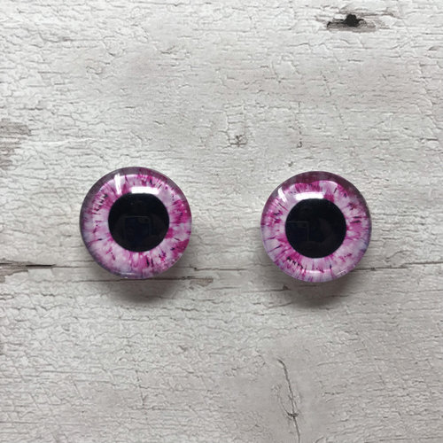 Pair of pink glass eye cabochons in sizes 6mm to 40mm dragon eyes cat fox eyes (187)