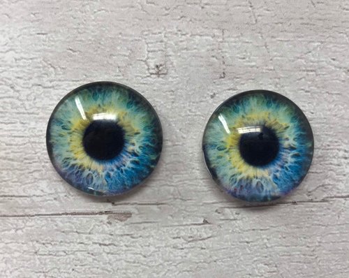 Pair of realistic glass eye cabochons in sizes 6mm to 20mm realistic dragon eyes cat iris (345)