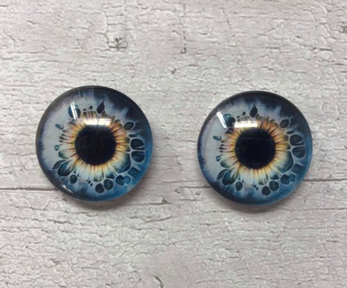 Pair of realistic glass eye cabochons in sizes 6mm to 20mm realistic dragon eyes cat iris (344)