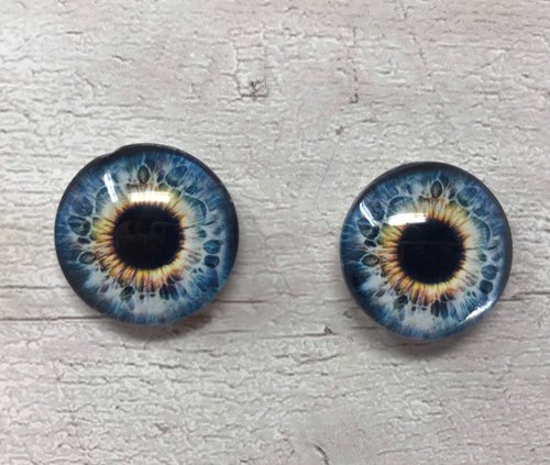 Pair of realistic glass eye cabochons in sizes 6mm to 20mm realistic dragon eyes cat iris (331)