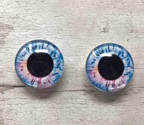 Pair of glass eye cabochons in sizes 6mm to 40mm dragon eyes cat fox iris (172)