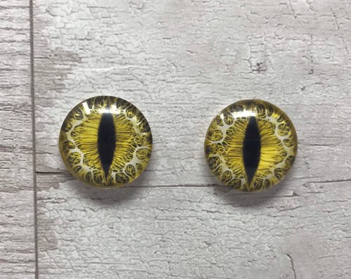 Yellow glass eye cabochons in sizes 6mm to 40mm dragon eyes cat iris (026)