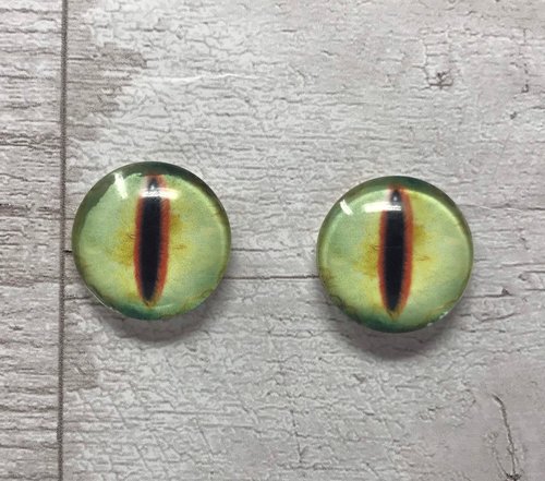 Green glass eye cabochons in sizes 6mm to 40mm dragon eyes cat snake boa python iris (038)