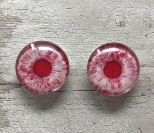 Red albino glass eye cabochons in sizes 6mm to 20mm dragon eyes cat iris (367)