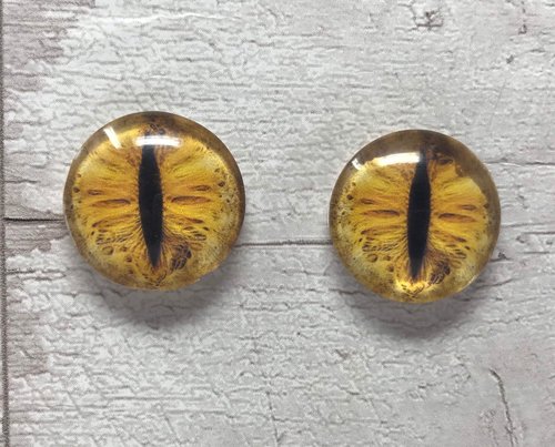 Yellow glass eye cabochons in sizes 6mm to 40mm dragon eyes cat fox iris (039)