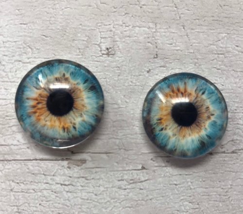 Pair of realistic glass eye cabochons in sizes 6mm to 20mm dragon eyes cat iris (321)